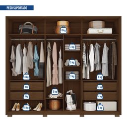 Guarda Roupa Casal 6 Portas 4 Gavetas Suburban Reflex - 8 Guarda Roupa Casal 6 Portas 4 Gavetas Suburban Reflex - 8