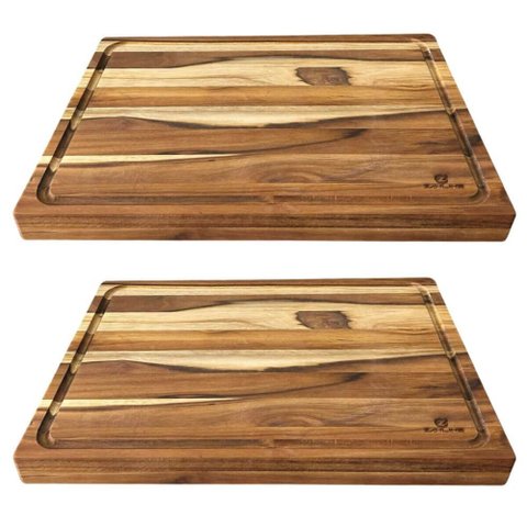 Kit 2 Tábuas de Corte Teca 48x33 Encaixe para Bancada Churrasco Zanline
