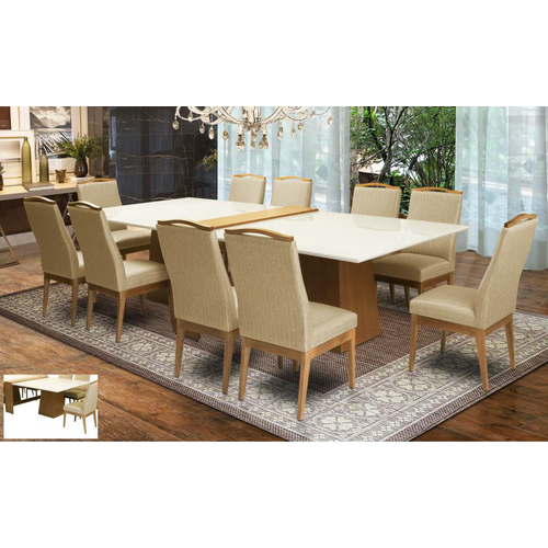 Conjunto Mesa de Jantar Jandira com 10 Cadeiras 2.20 x 1.10 Retangular