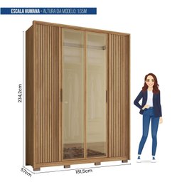 Guarda Roupa Solteiro 4 Portas 3 Gavetas com Vidro Reflecta - 5 Guarda Roupa Solteiro 4 Portas 3 Gavetas com Vidro Reflecta - 5