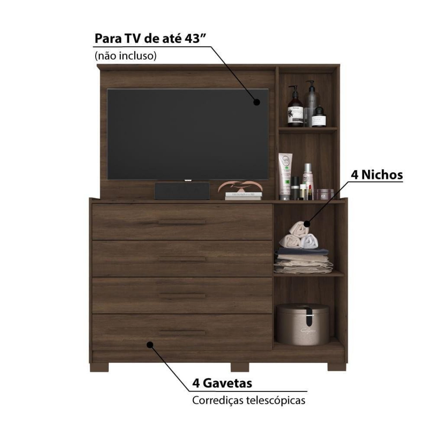 Cômoda com Painel Para TV de até 43 Polegadas Ilhabela - 5