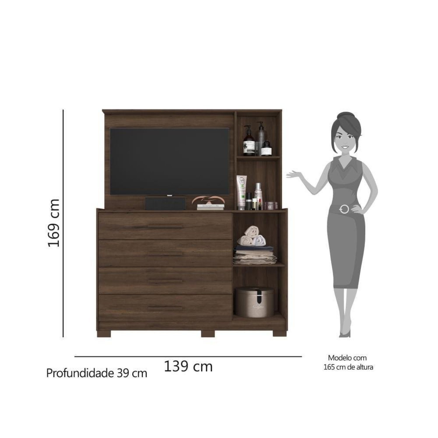 Cômoda com Painel Para TV de até 43 Polegadas Ilhabela - 4