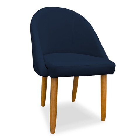 Cadeira Decorativa Estofada Para Sala Recepção Cozinha Lua Star Veludo Azul Marinho Do Lar Móveis e