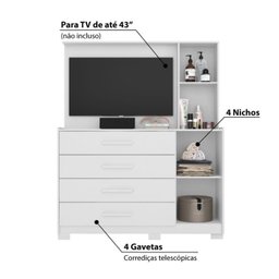 Cômoda com Painel Para TV de até 43 Polegadas Ilhabela - 5