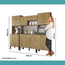 Ver imagem 2 de Cozinha Compacta Arizona Home 14 Portas 1 Gaveta MDF-MDP 212cm Amadeirado