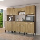 Ver imagem 1 de Cozinha Compacta Arizona Home 14 Portas 1 Gaveta MDF-MDP 212cm Amadeirado