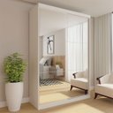 Ver imagem 1 de Guarda-roupa Solteiro 2 Portas de Correr 2 Gavetas e 6 Espelhos Salvador Top - Branco