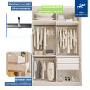 Ver imagem 4 de Guarda-roupa Solteiro 2 Portas de Correr 2 Gavetas e 6 Espelhos Salvador Top - Branco