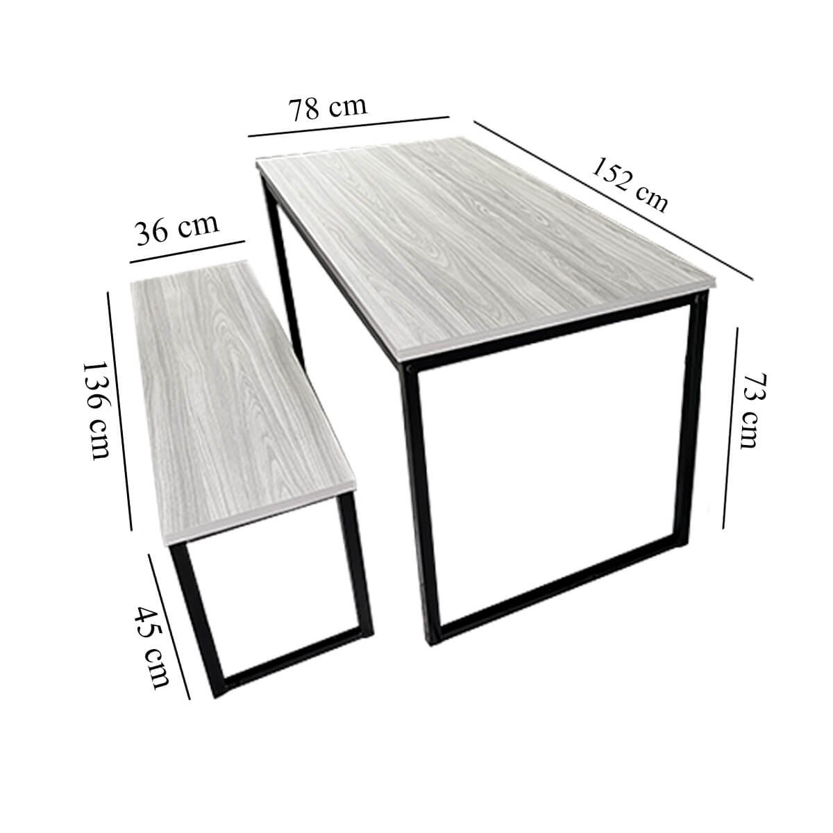 Conjunto para Refeitório Estilo Industrial Mesa com 2 Bancos Separados Amantea/preto Realme - 3