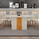 Ver imagem 6 de Sala de Jantar Mesa 160cm 6 Cadeiras Doha Branco/Off/Freijó Decor