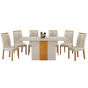 Ver imagem 2 de Sala de Jantar Mesa 160cm 6 Cadeiras Doha Branco/Off/Freijó Decor