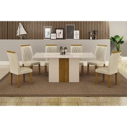 Sala de Jantar Mesa 160cm 6 Cadeiras Doha - 1