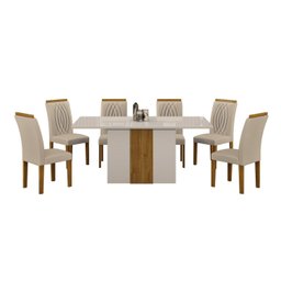 Sala de Jantar Mesa 160cm 6 Cadeiras Doha - 2