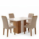 Ver imagem 2 de Sala de Jantar Mesa 120cm 4 Cadeiras Doha Marrom/Freijó/Off