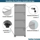 Ver imagem 3 de Armário de Arquivo de Aço Pandin 4 Gavetas Gavetas Cinza/laranja Picasso