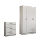 Ver imagem 3 de Guarda-roupa Solteiro Lucy 4 Portas 2 Gavetas com Cômoda 5 Gavetas Branco - Panorama Móveis