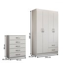 Ver imagem 4 de Guarda-roupa Solteiro Lucy 4 Portas 2 Gavetas com Cômoda 5 Gavetas Branco - Panorama Móveis