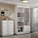 Ver imagem 2 de Guarda-roupa Solteiro Lucy 4 Portas 2 Gavetas com Cômoda 5 Gavetas Branco - Panorama Móveis