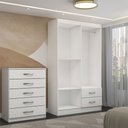 Ver imagem 5 de Guarda-roupa Solteiro Lucy 4 Portas 2 Gavetas com Cômoda 5 Gavetas Branco - Panorama Móveis