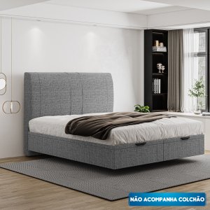 Cama Flutuante Baú Space Queen Linho - Skybox