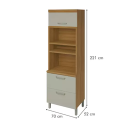 Paneleiro 2 Portas 1 Gaveta Torre Quente Nesher Princesa 70cm 100% Mdf - Freijo-off White - 2