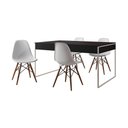 Ver imagem 6 de Mesa Jantar Industrial Retangular Preta 137X90Cm Base Ferro Branco C/4 Cadeiras Brancas Cor: Preto