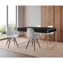 Ver imagem 1 de Mesa Jantar Industrial Retangular Preta 137X90Cm Base Ferro Branco C/4 Cadeiras Brancas Cor: Preto