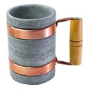 Ver imagem 1 de Caneca Pedra Sabão com Alça de Cobre e Madeira 600 Ml