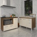 Ver imagem 2 de Gabinete Cozinha Armário Balcão de Pia 120 Cm Aline e Balcão para Fogão Cooktop 4 Bocas e Forno Alan