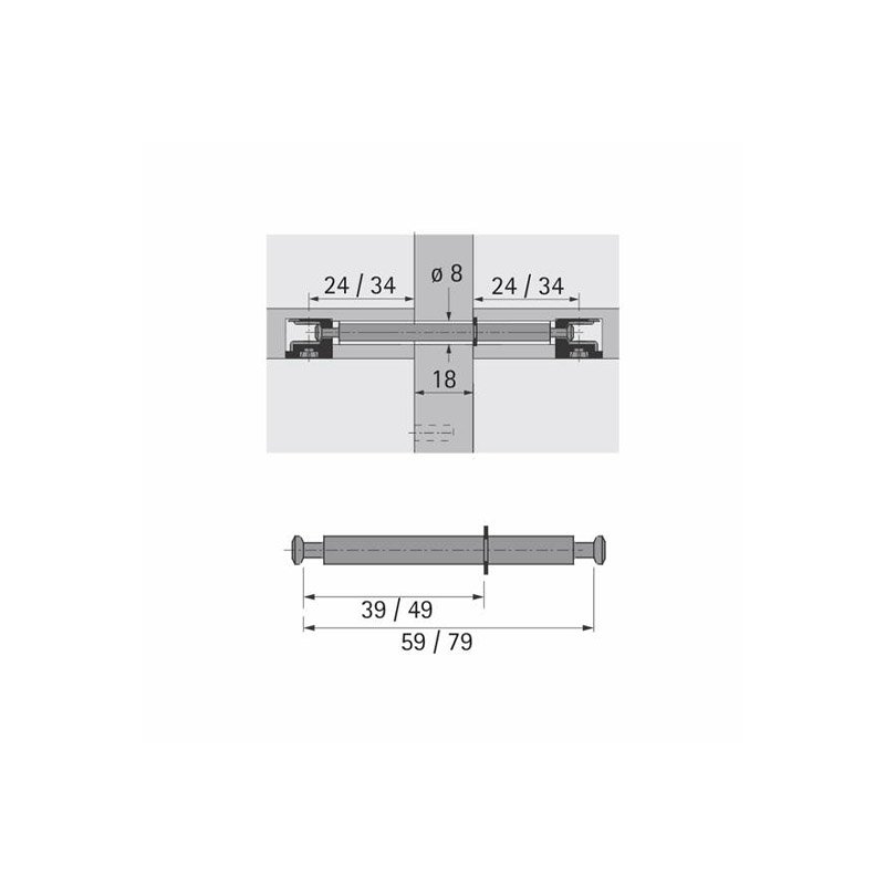 Haste Dupla Minifix / Rastex Hettich Du 880 P/Mdf 18 Mm Zinco Branco (Kit Com 100 Un) - 3