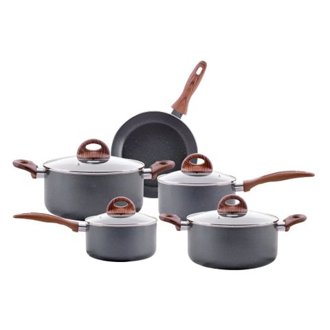 Jogo de Panelas Antiaderente Ceramic Life 5 Peças com Fundo de Indução Smart Plus Granito - Brinox