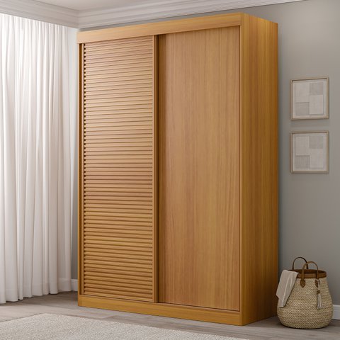 Guarda-Roupa Solteiro 2 Portas 1 Porta Ripada Samambaia CabeCasa MadeiraOriginals