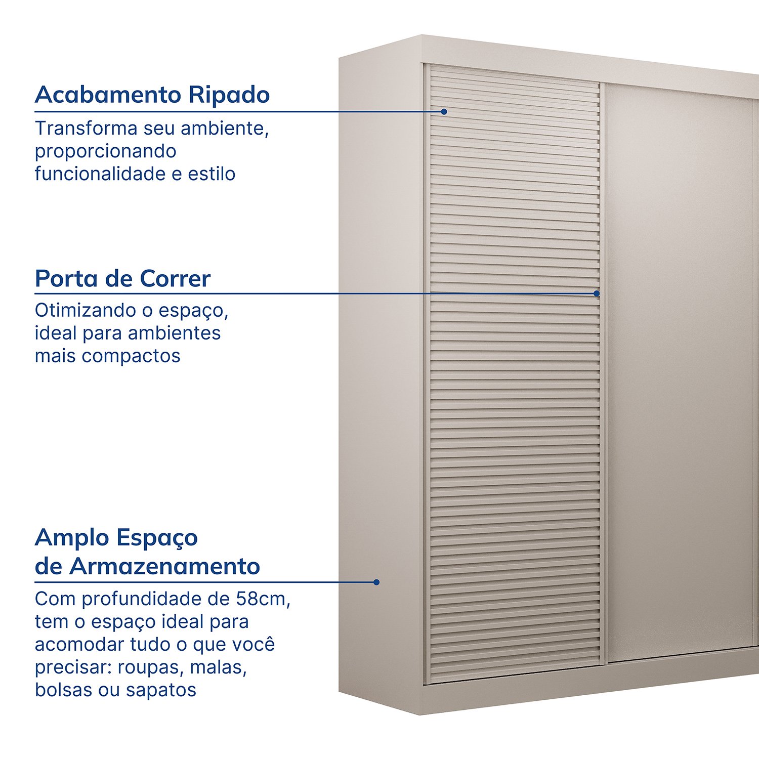 Guarda-Roupa Solteiro 2 Portas 1 Porta Ripada Samambaia CabeCasa MadeiraMadeira - 4