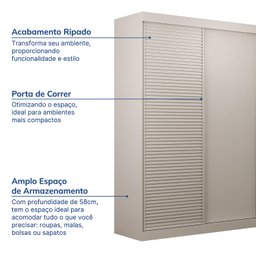 Guarda-Roupa Solteiro 2 Portas 1 Porta Ripada Samambaia CabeCasa MadeiraMadeira - 4