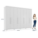 Ver imagem 7 de Cama Solteiro com Gavetas Invicta com Guarda Roupa Master 8 Portas 4 Gavetas com Pés Branco Brilho -