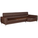 Ver imagem 1 de Sofá Maximu em Corino Marrom 260cm com Chaise 3 Lugares Pés em Metal