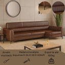 Ver imagem 4 de Sofá Maximu em Corino Marrom 260cm com Chaise 3 Lugares Pés em Metal