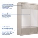 Ver imagem 4 de Guarda-Roupa Solteiro 2 Portas com Espelho Samambaia CabeCasa MadeiraOriginals Off White