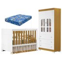 Ver imagem 1 de Berço Americano e Cômoda Infantil Katatau Branco Acetinado Savana com Colchão Ortobom – Reller