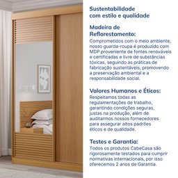 Guarda-Roupa Solteiro 2 Portas 1 Porta com Espelho Samambaia CabeCasa MadeiraMadeira - 8