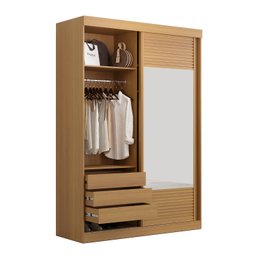 Guarda-Roupa Solteiro 2 Portas 1 Porta com Espelho Samambaia CabeCasa MadeiraMadeira - 9