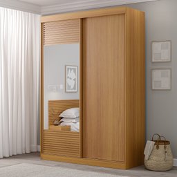 Guarda-Roupa Solteiro 2 Portas 1 Porta com Espelho Samambaia CabeCasa MadeiraMadeira - 2