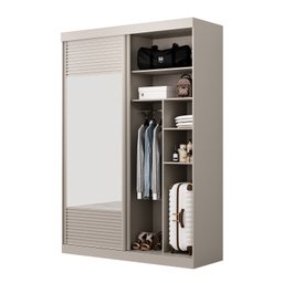 Guarda-Roupa Solteiro 2 Portas 1 Porta com Espelho Samambaia CabeCasa MadeiraMadeira - 10