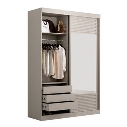 Guarda-Roupa Solteiro 2 Portas 1 Porta com Espelho Samambaia CabeCasa MadeiraMadeira - 9