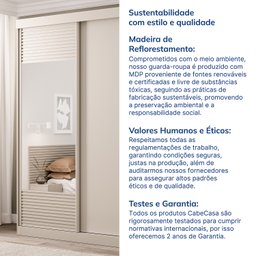 Guarda-Roupa Solteiro 2 Portas 1 Porta com Espelho Samambaia CabeCasa MadeiraMadeira - 8