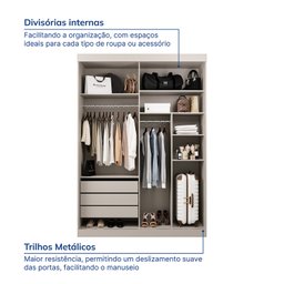 Guarda-Roupa Solteiro 2 Portas 1 Porta com Espelho Samambaia CabeCasa MadeiraMadeira - 5