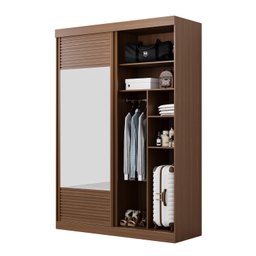 Guarda-Roupa Solteiro 2 Portas 1 Porta com Espelho Samambaia CabeCasa MadeiraMadeira - 10