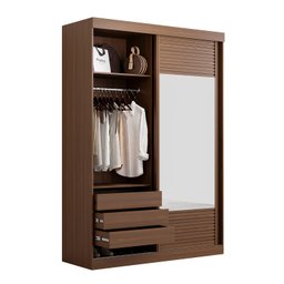 Guarda-Roupa Solteiro 2 Portas 1 Porta com Espelho Samambaia CabeCasa MadeiraMadeira - 9
