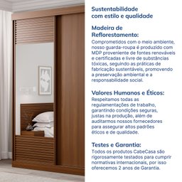Guarda-Roupa Solteiro 2 Portas 1 Porta com Espelho Samambaia CabeCasa MadeiraMadeira - 8