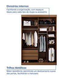 Guarda-Roupa Solteiro 2 Portas 1 Porta com Espelho Samambaia CabeCasa MadeiraMadeira - 5
